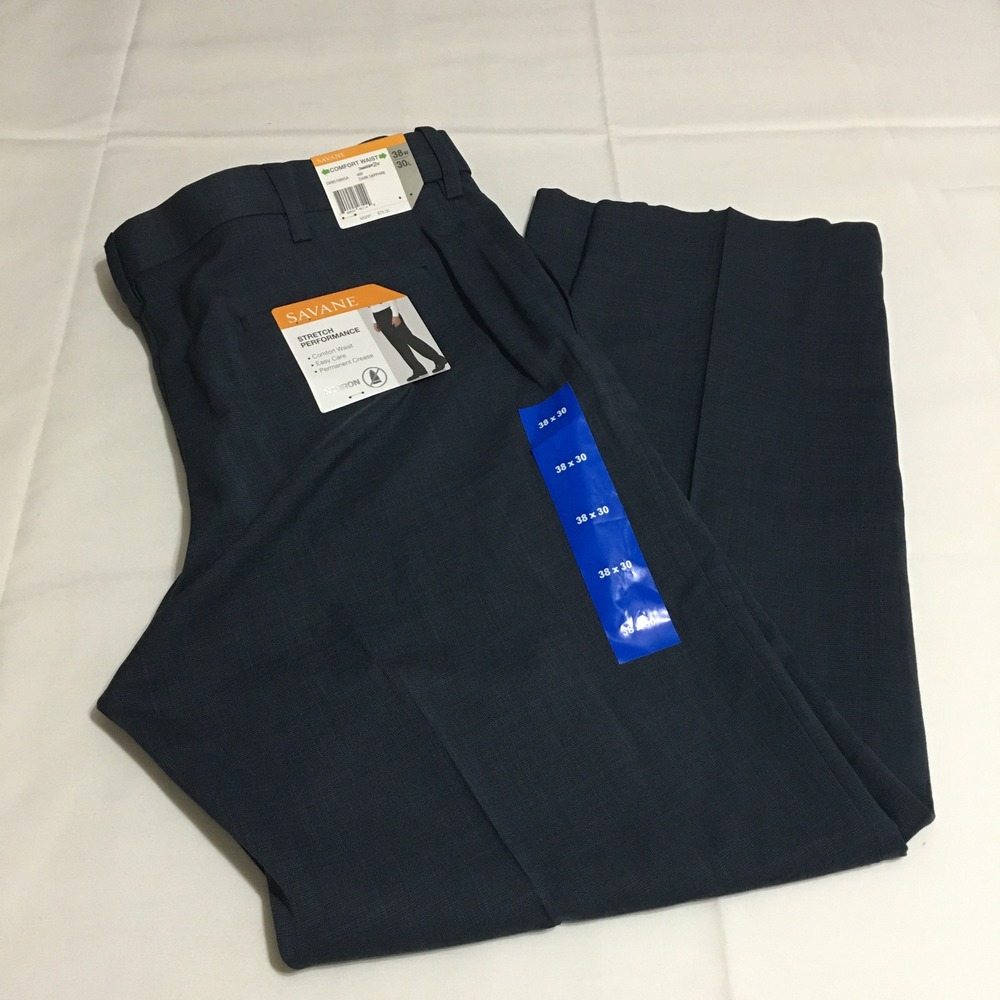 Savane Dress Pants Mens 38x30 Dark Sapphire Stretch Performance NWT $75.00